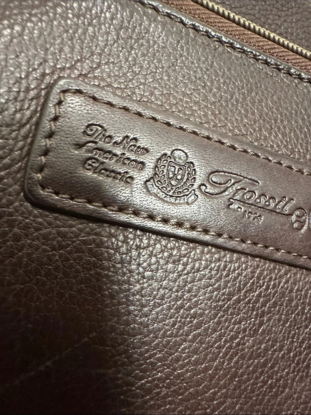Fossil VTG Brown Leather Messenger Crossbody Bag Unique
